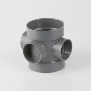 Brett Martin 110mm PVCu Double Solvent Weld Short Boss Pipe Grey