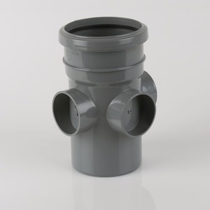 Brett Martin 110mm Push Fit PVCu Single Socket Triple Boss Pipe Grey