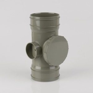 Brett Martin 110mm PVCu Double SW Socket Access Branch Grey Olive