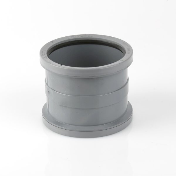 Brett Martin 110mm Push Fit PVCu Double Socket Slip Coupler Grey