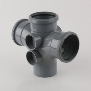 Brett Martin 110mm Push Fit PVCu 92° Triple Socket Double Branch Grey