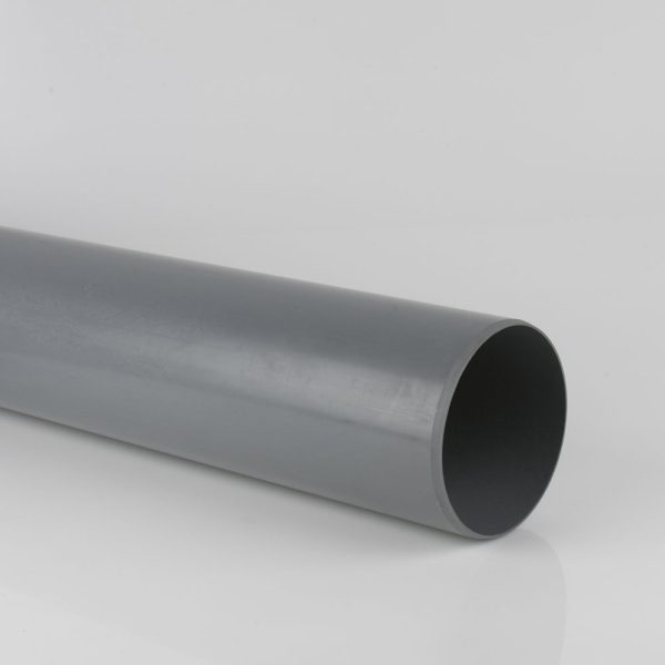 Brett Martin 160mm Push Fit PVCu 3m Plain Ended Pipe Grey