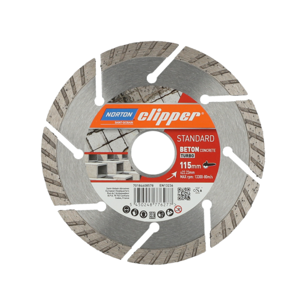 Clipper Diamond Blade Standard Beton Turbo 115mm x 22.23mm