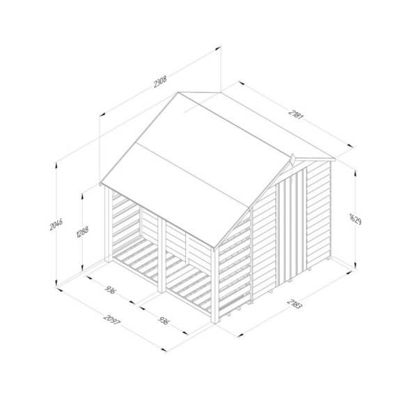 Shed Overlap P/Treated 5 x 7ft Apex No Window