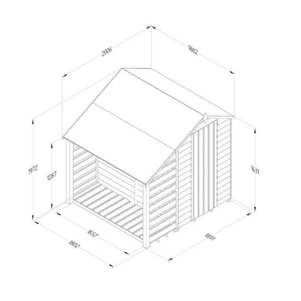 SHED OVERLAP P/TREATED 4 X 6FT APEX w LEAN TO