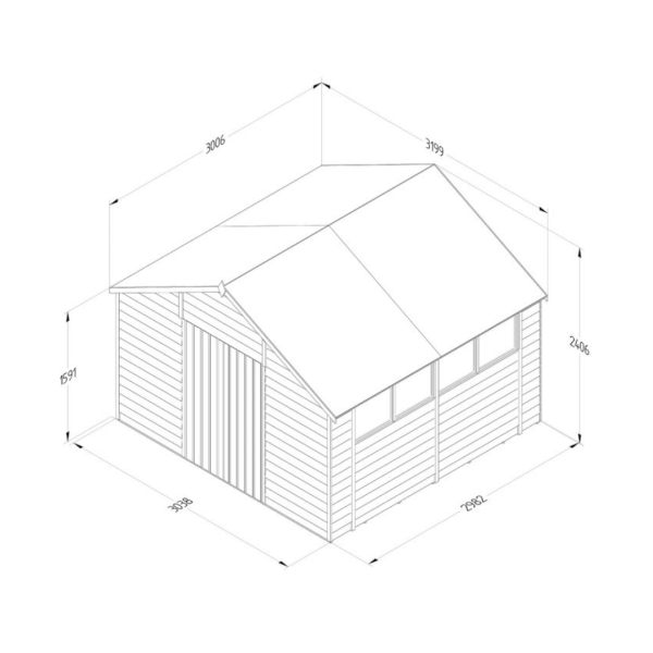 Apex Shed Overlap Pressure Treated 10ft x 10ft W/ Double Door