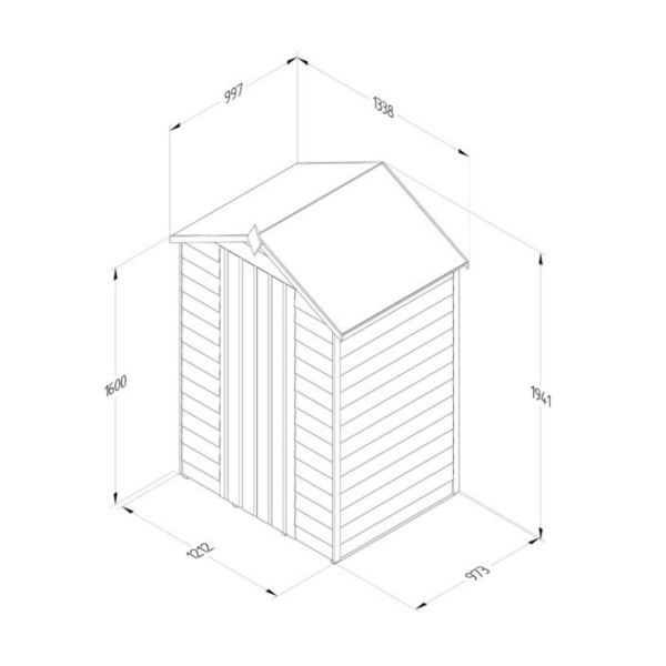 Apex Shed Overlap Pressure Treated 4ft x 3ft No Window