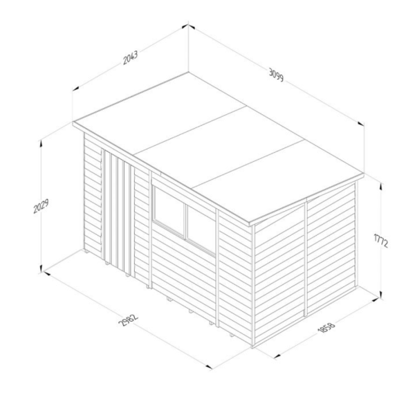 Overlap Pressure Treated Pent Shed 10 x 6