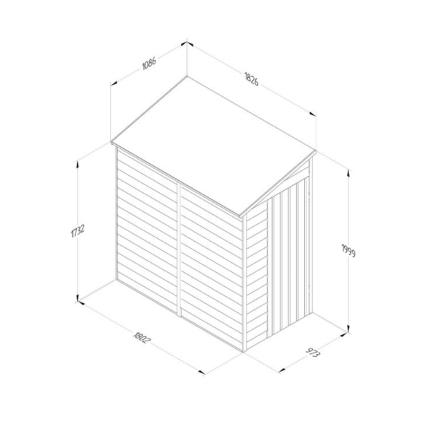 Overlap Pressure Treated Pent Shed 6x3 No Window