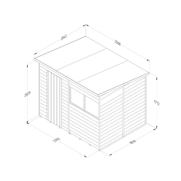 Overlap Pressure Treated Pent Shed 8x6