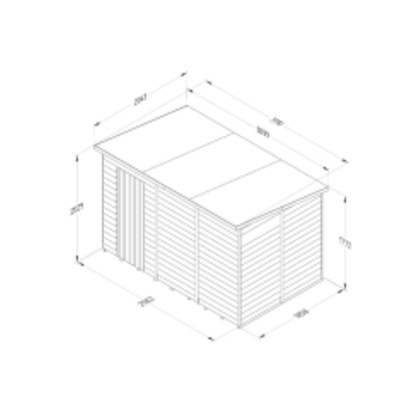 Overlap Pressure Treated Pent Shed 10x6 No Windows