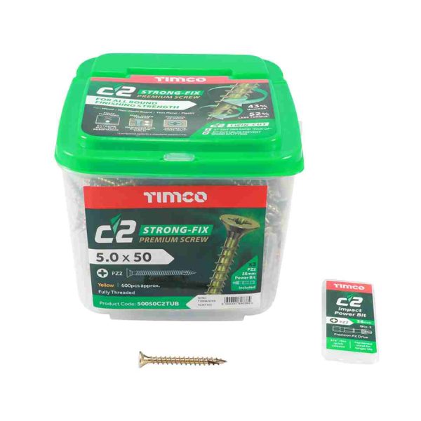 C2 Strong Fix Screw 5 x 50mm Tub (600)