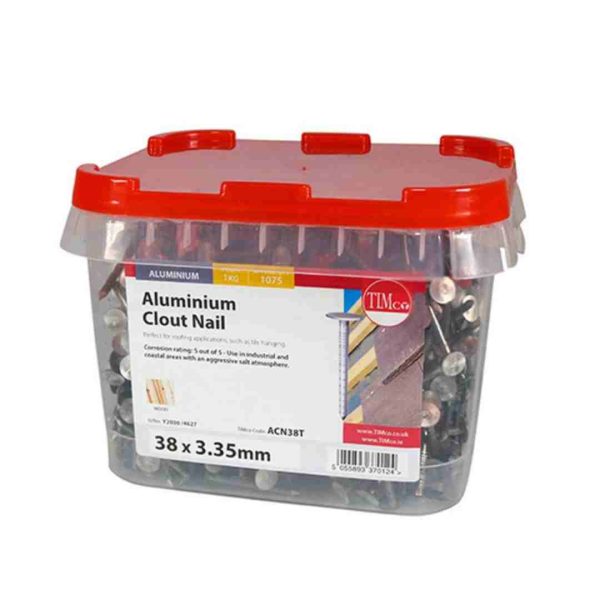 Clout Nails Aluminium 38mm x 3.35mm Tub