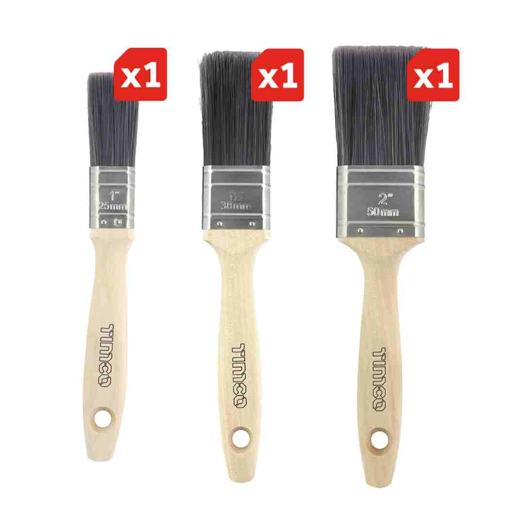 Timco Pro Synth Paint Brush Set 3PC