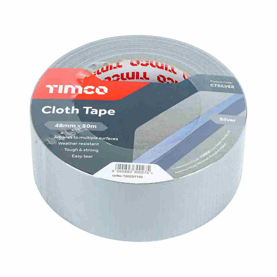 Timco Cloth Tape Silver 50m x 48mm