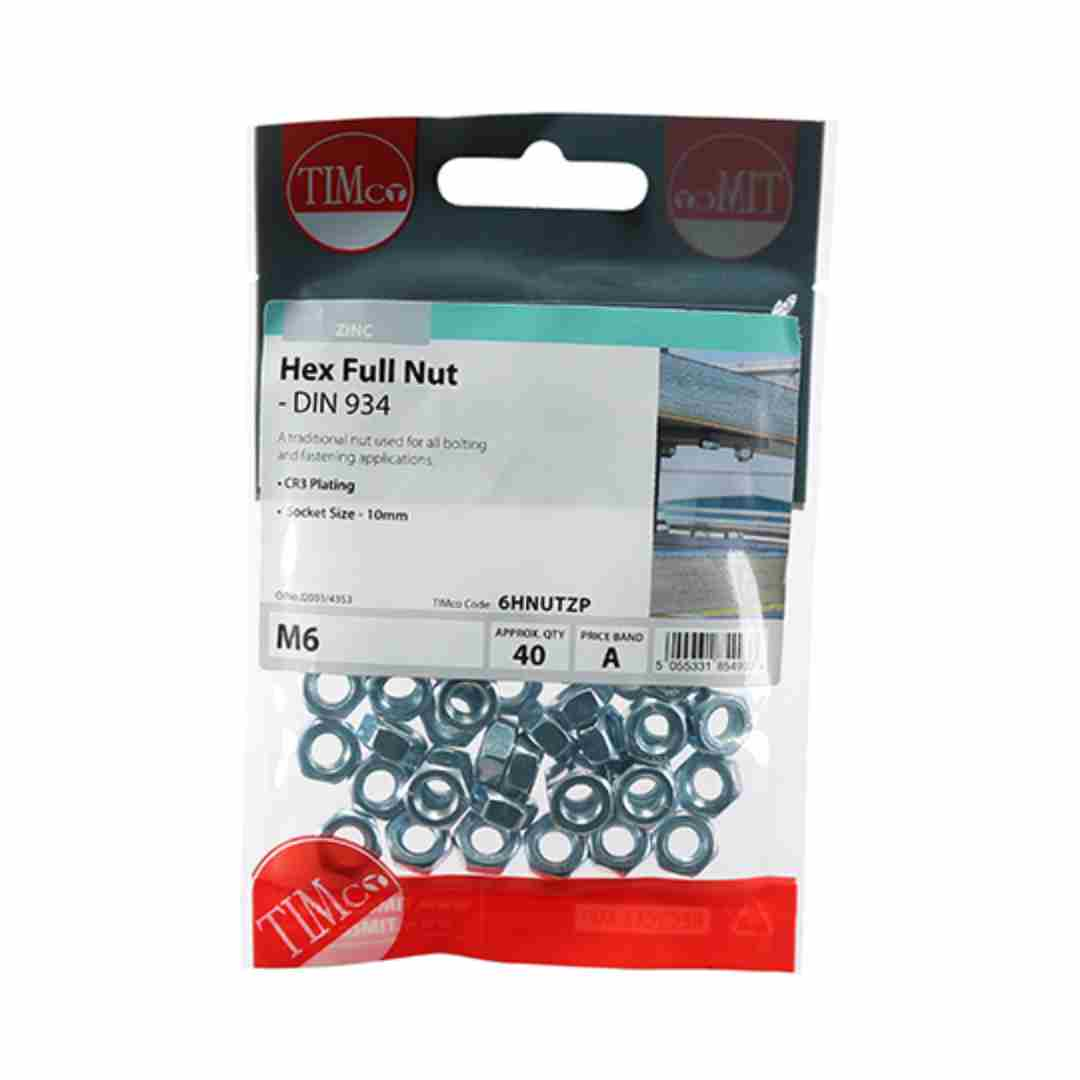 Hex Full Nuts M6 Timpac (40)