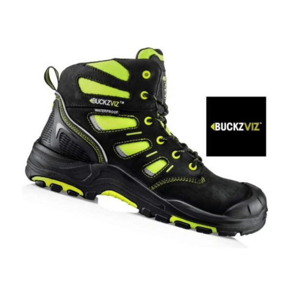 Safety Lace/Zip Boot Fluorescent Yellow/Black Size 8