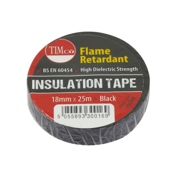 Timco PVC Insulation Tape Black 25m x 18mm