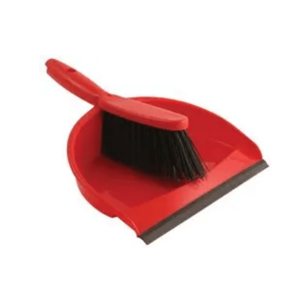 SOFT BRISTLE DUST PAN & BRUSH RED