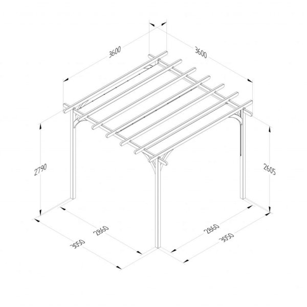 Ultima Pergola With Canopy 2800mm x 3600mm x 3600mm