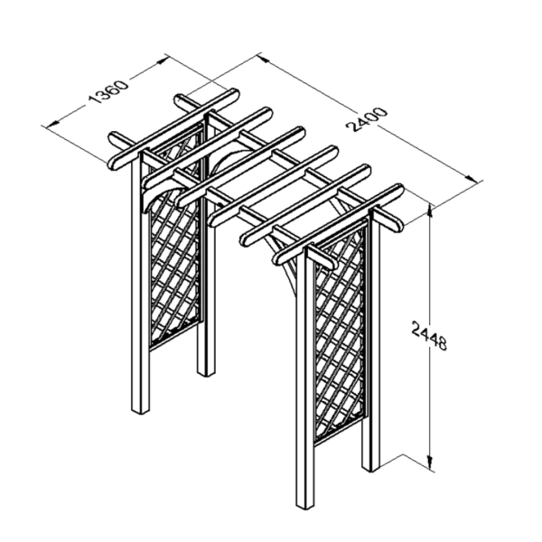 Large Ultima Pergola Arch 2450mm x 2400mm x 1360mm