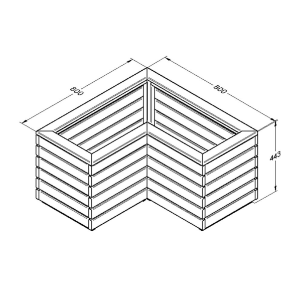 Linear Corner Planter 440mm x 800mm x 800mm