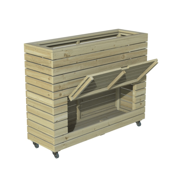 Tall Linear Planter With Storage + Wheels 990mm x 1200mm x 400mm