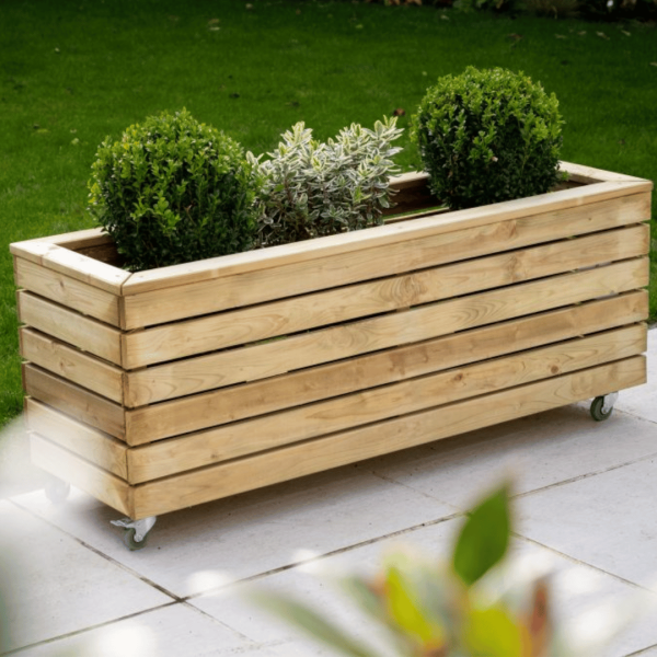 Long Linear Planter With Wheels 500mm x 1200mm x 400mm