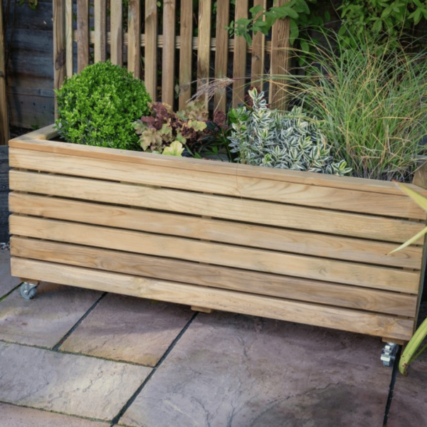 Long Linear Planter With Wheels 500mm x 1200mm x 400mm