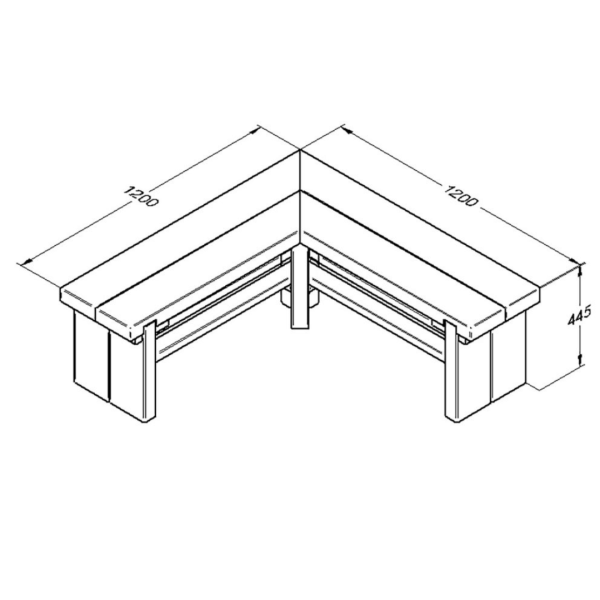 Double Corner Sleeper Bench 440mm x 1200mm x 1200mm