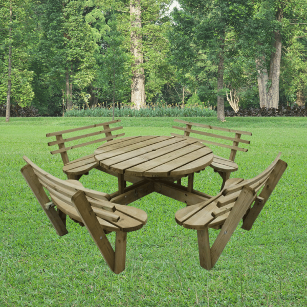 Circular Picnic Table W/ Seat Backs 820mm x 2460mm x 2460mm