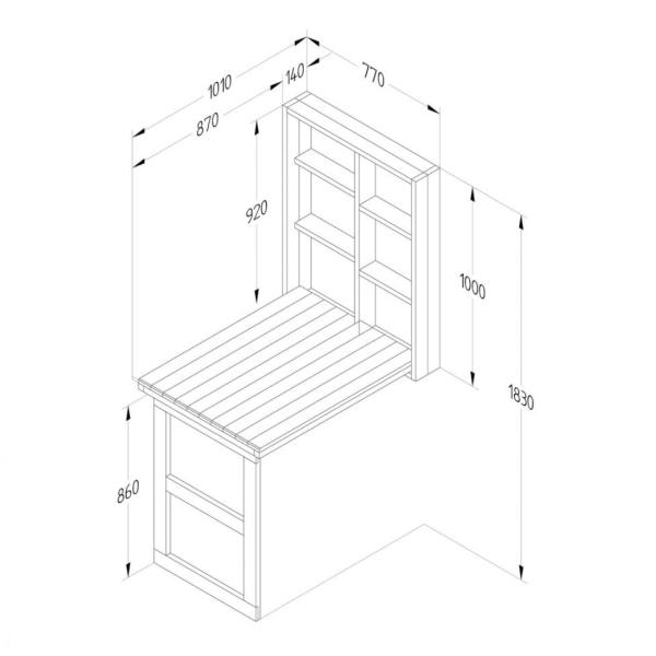 Fold Down Wall Garden Bar 1810mm x 770mm x 1080mm