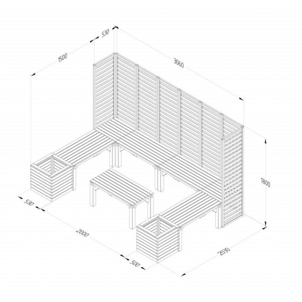 Modular Garden Seating V4 1800mm x 3060mm x 2030mm