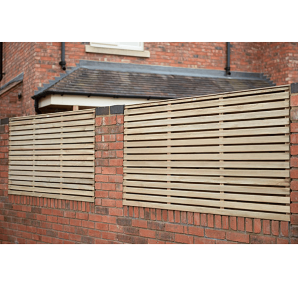 Pressure Treated Contemporary Double Slatted Fence Panel 910mm x 1800mm