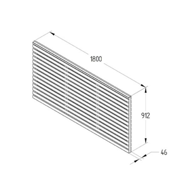 Pressure Treated Contemporary Double Slatted Fence Panel 910mm x 1800mm