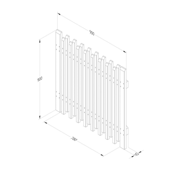 Contemporary Picket Gate 900mm x 900mm