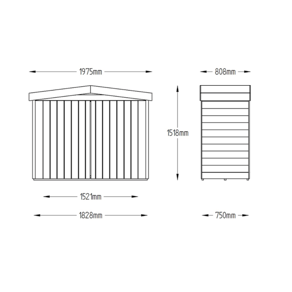 Apex Pressure Treated Large Outdoor Store 1520mm x 1980mm x 810mm