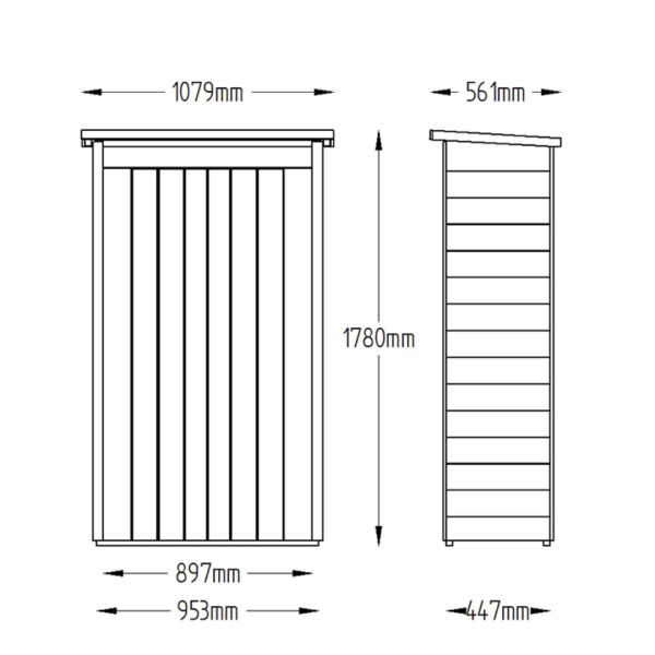 Pent Pressure Treated Tall Garden Store 1780mm x 1080mm x 560mm