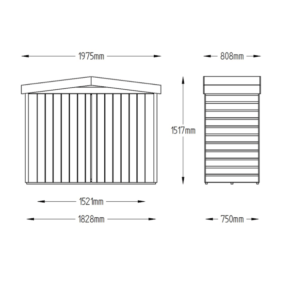 Shiplap Apex Pressure Treated Large Outdoor Store 1520mm x 1980mm x 810mm