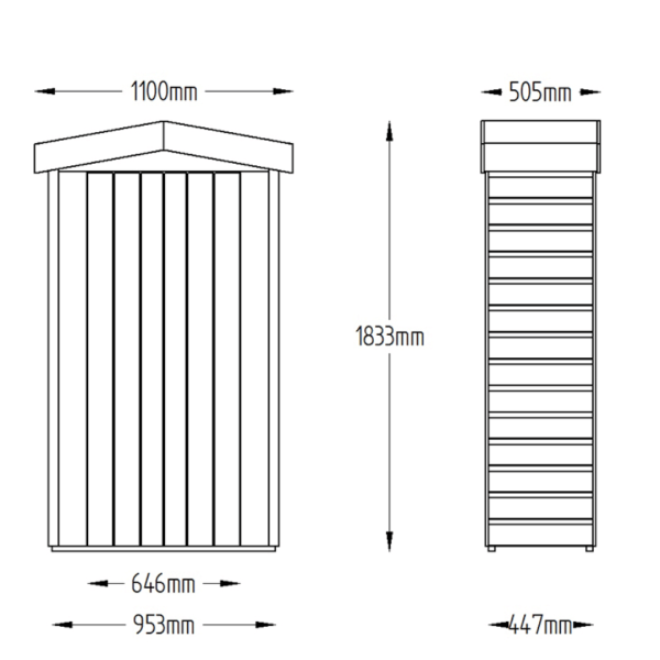 Shiplap Apex Pressure Treated Tall Outdoor Store 1830mm x 1100mm x 510mm