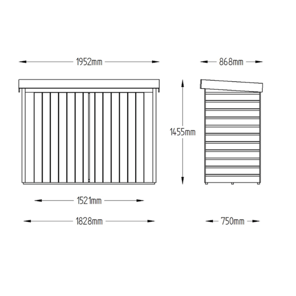 Shiplap Pressure Treated Pent Large Outdoor Store 1450mm x 1960mm x 870mm