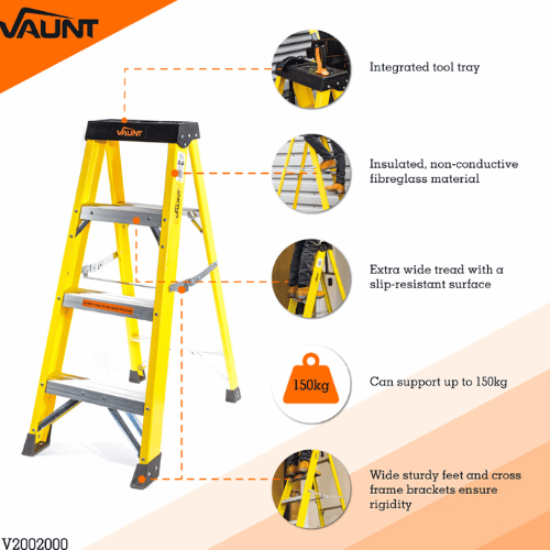 Vaunt 4 Tread Fiberglass Ladder 1.11m