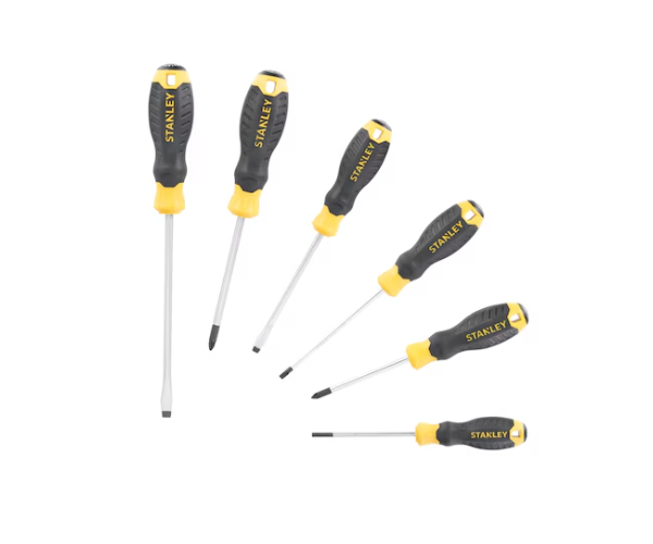 STANLEY Cushion Grip Screwdriver Set Parallel Pozidriv Phillips 6PC Set